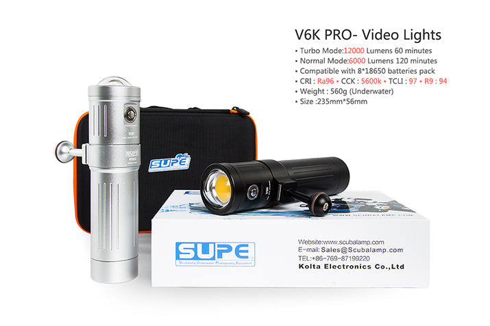 V6K PRO v2 (12,000 lumens) - Our Favorite Professional Light w/ Extended Battery