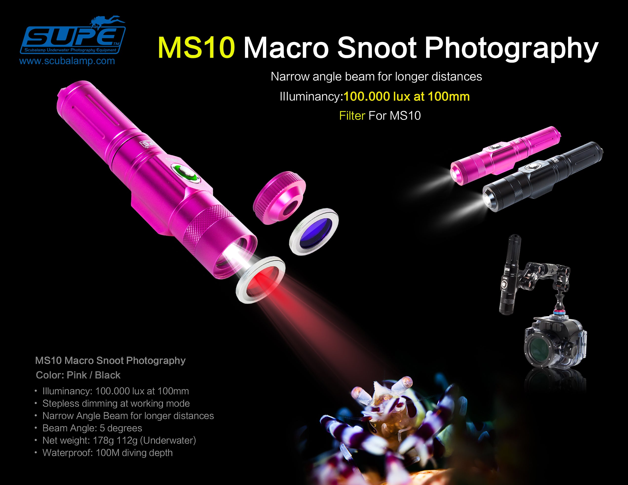Macro Snoot Light - MS10 (100.000 lux at 100mm)