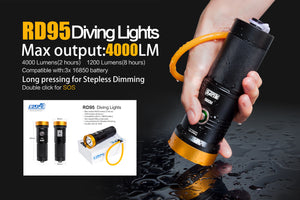 RD95 (4000 Lumens) - Primary Recreational & Technical Dive Light